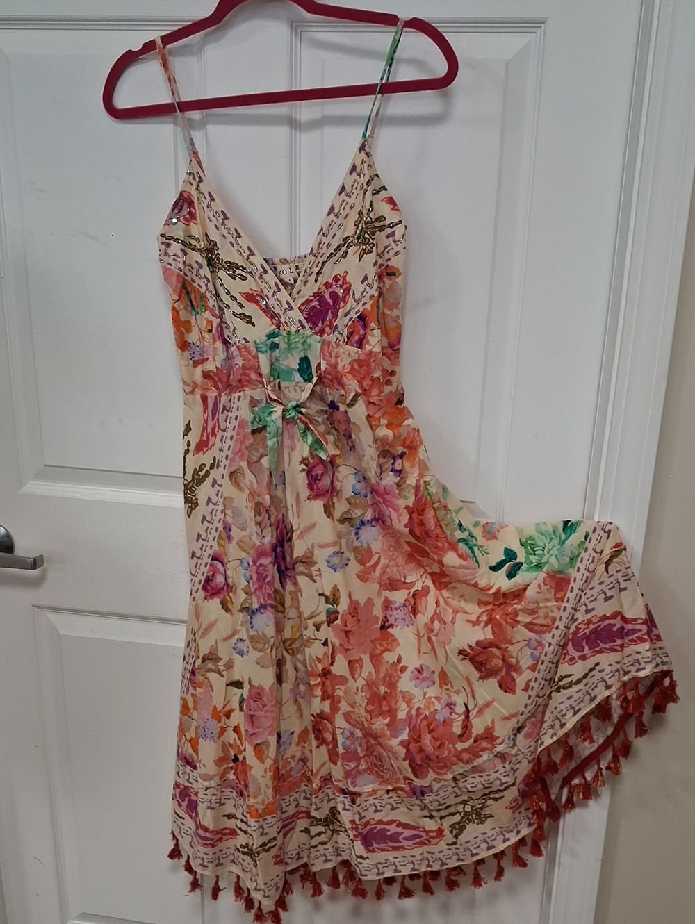 POL Embellished Floral Camisole Dress in Cream, Pink and Orange